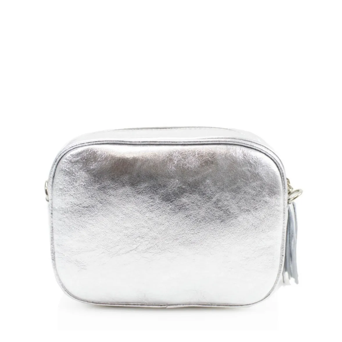 Leather Camera Bag - Silver