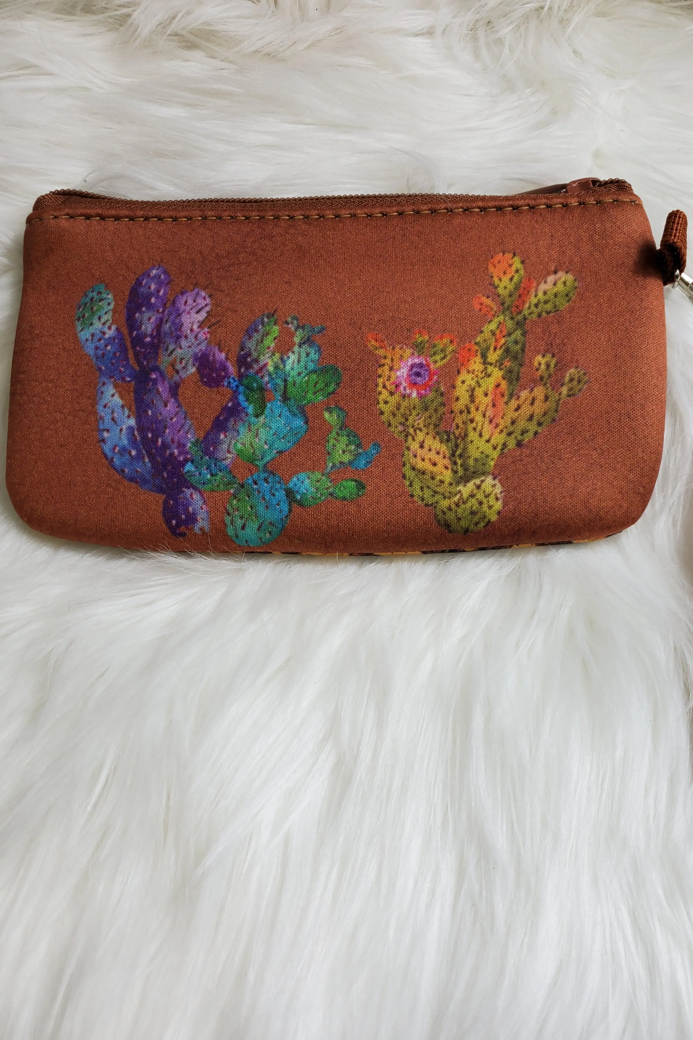 Leopard/Cactus Double Sided Pouch Wristlet