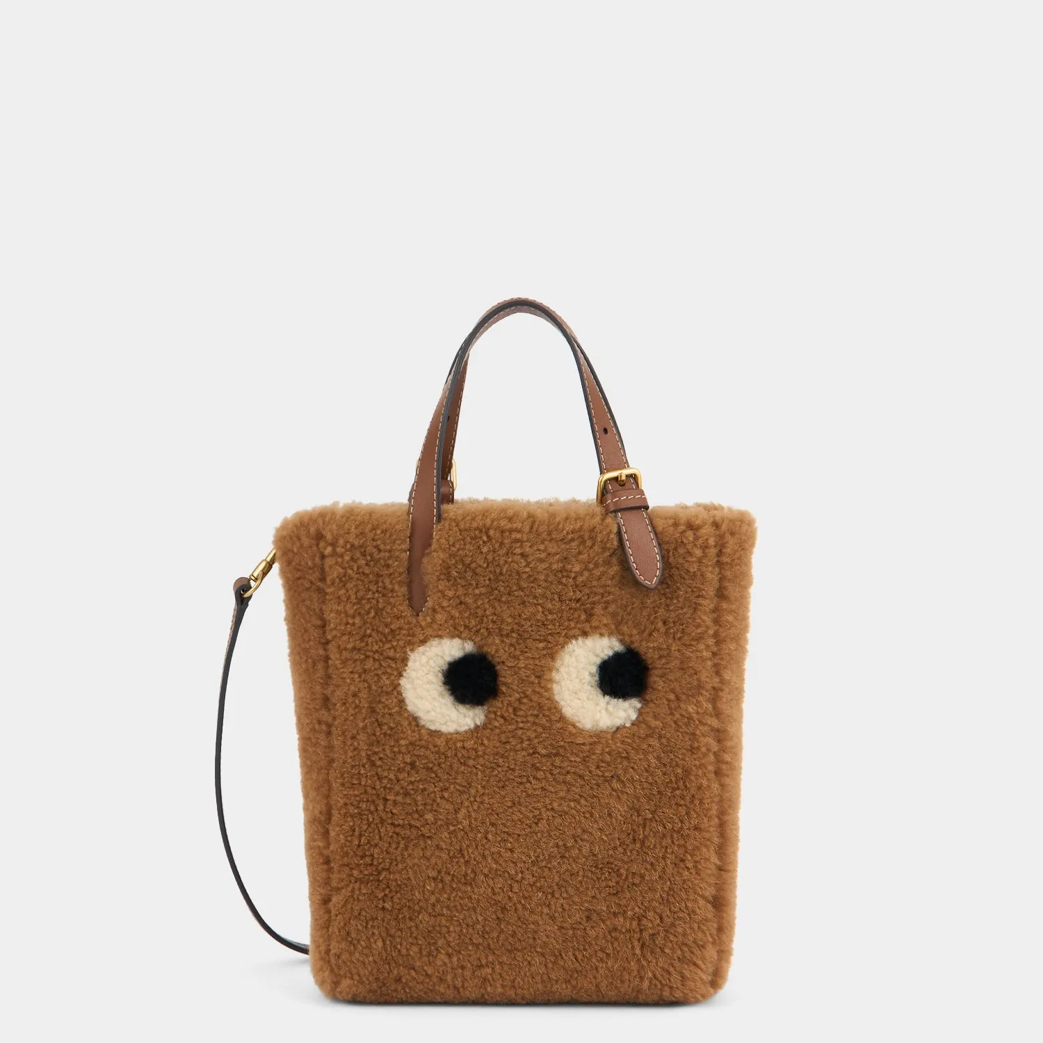 Mini N/S Eyes Shearling Cross-body Tote