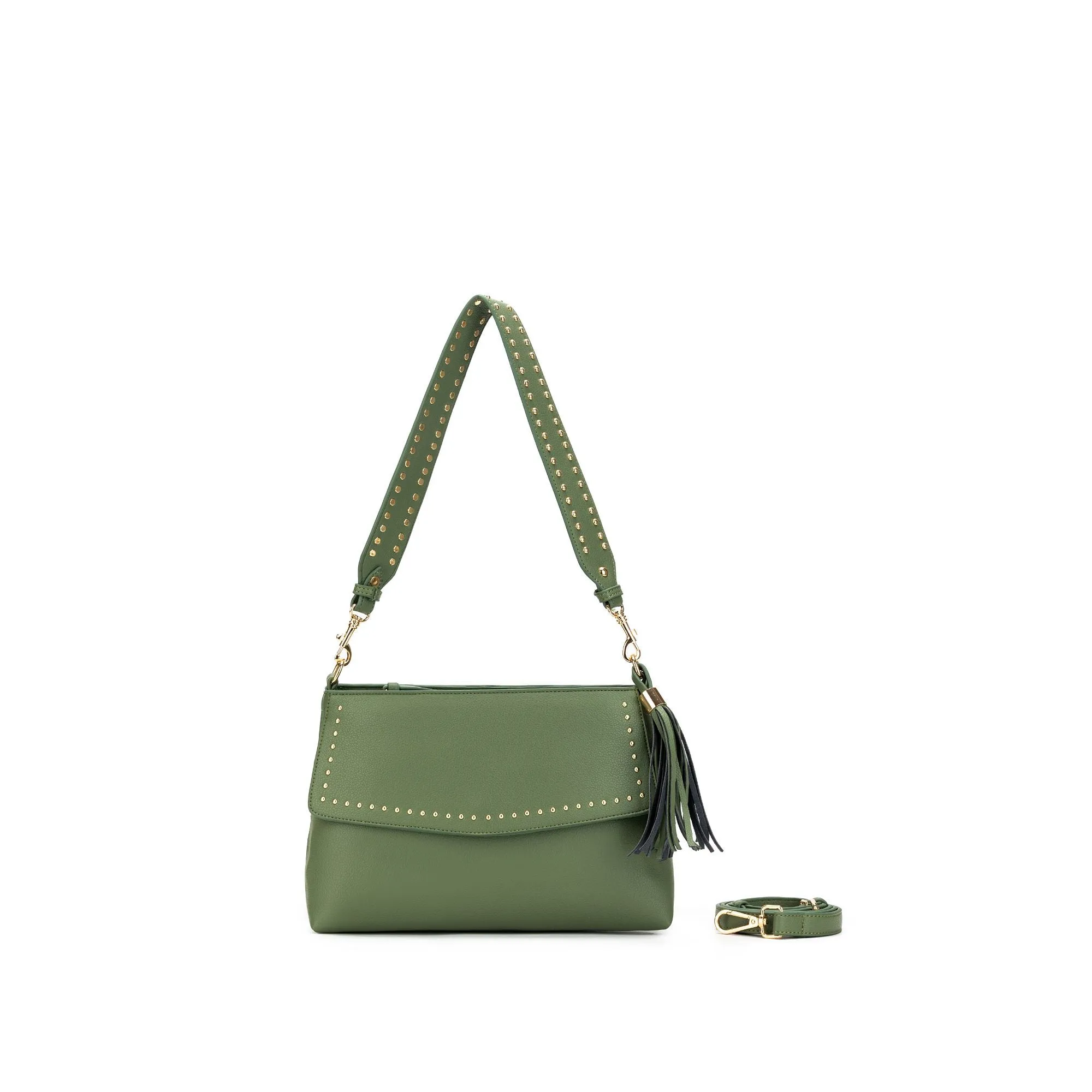 Nevada  Studded Pistachio Crossbody Bag