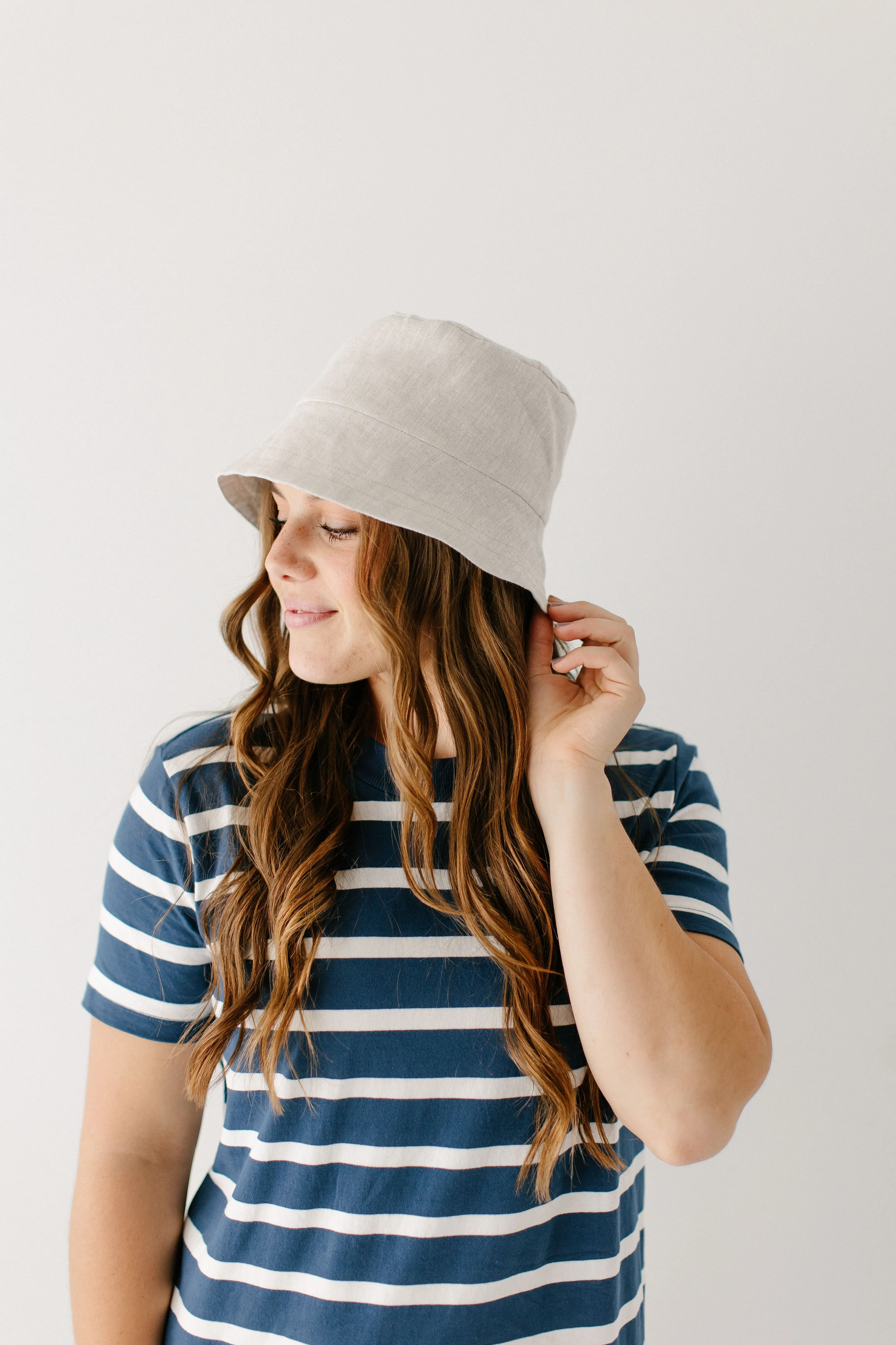 'Provence' Linen Bucket Hat in Natural FINAL SALE