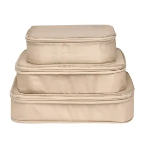 Re-cycled and Reinforced Nylon Compression Packing Cubes, 3-pack Taupe