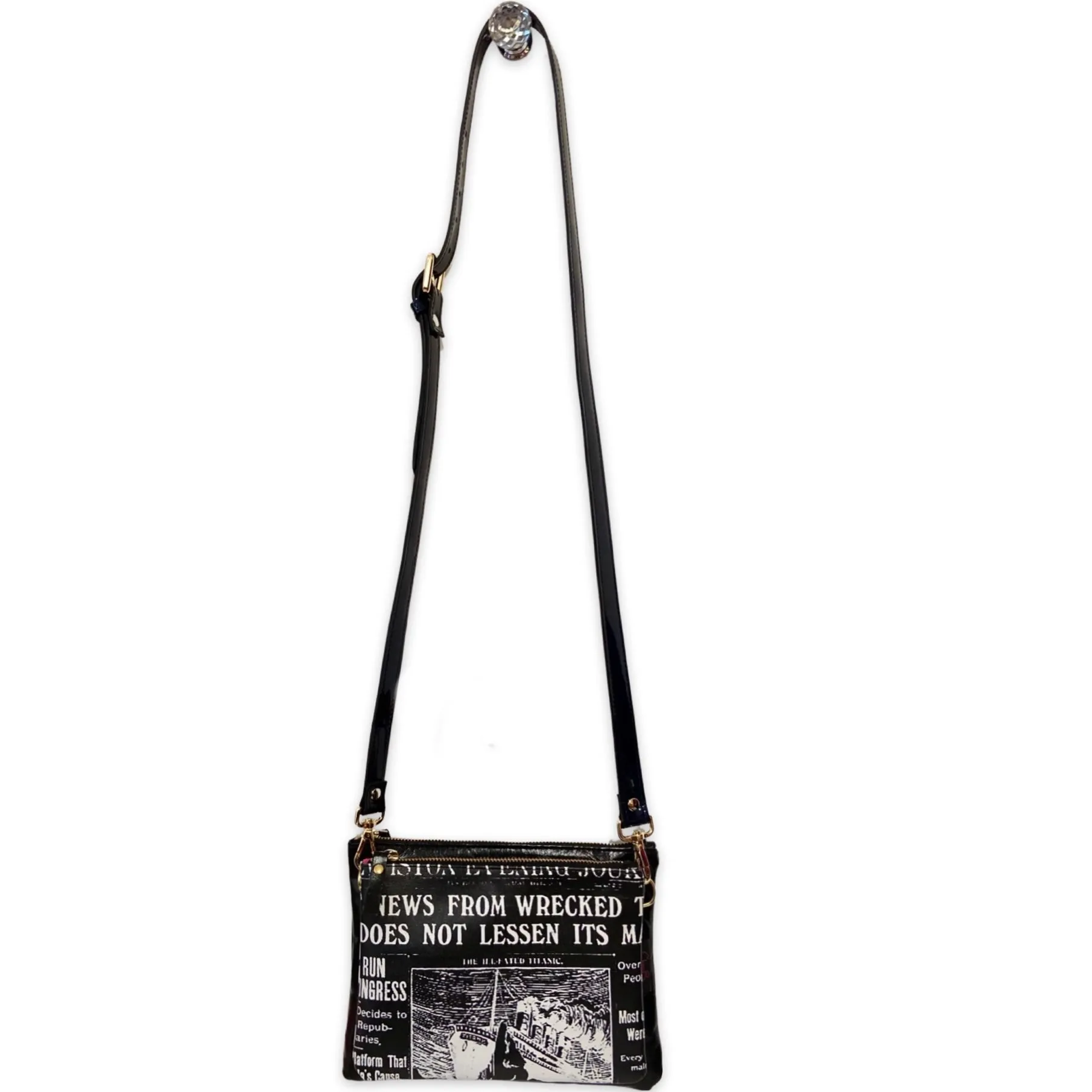 Spyder -Black and white Newspaper shoulder strap