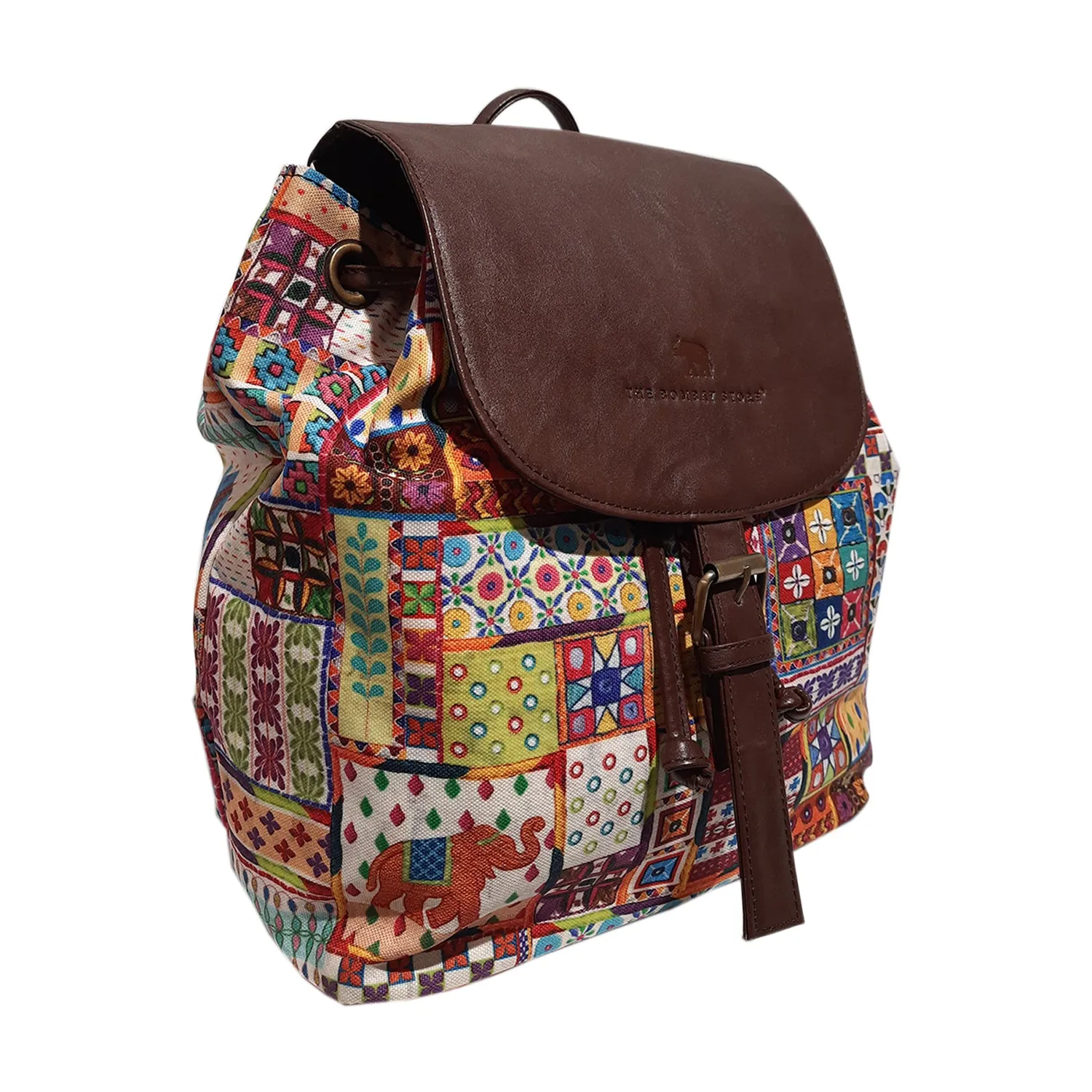 Sui Dhaaga Poly Canvas & PU Back Pack Bag