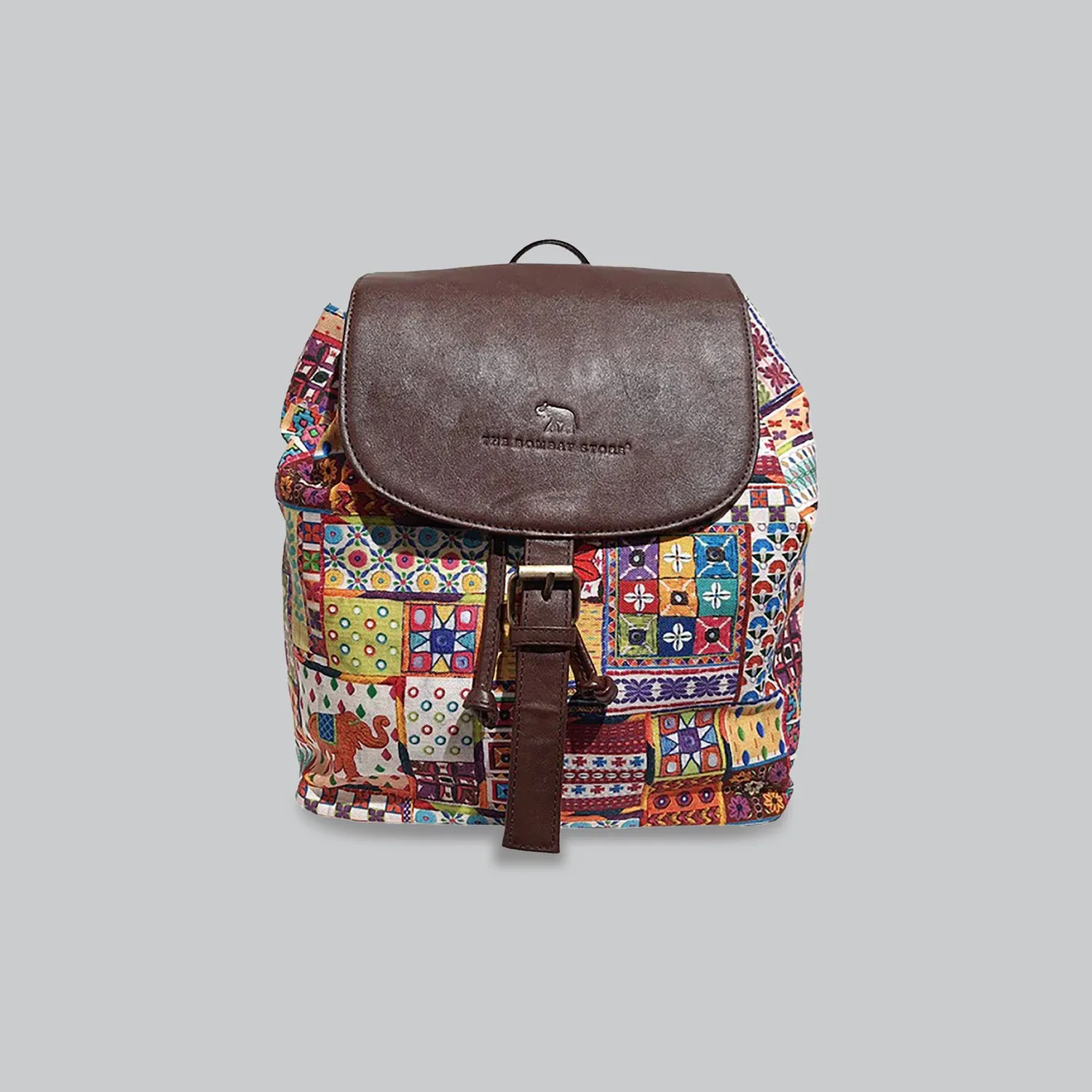 Sui Dhaaga Poly Canvas & PU Back Pack Bag