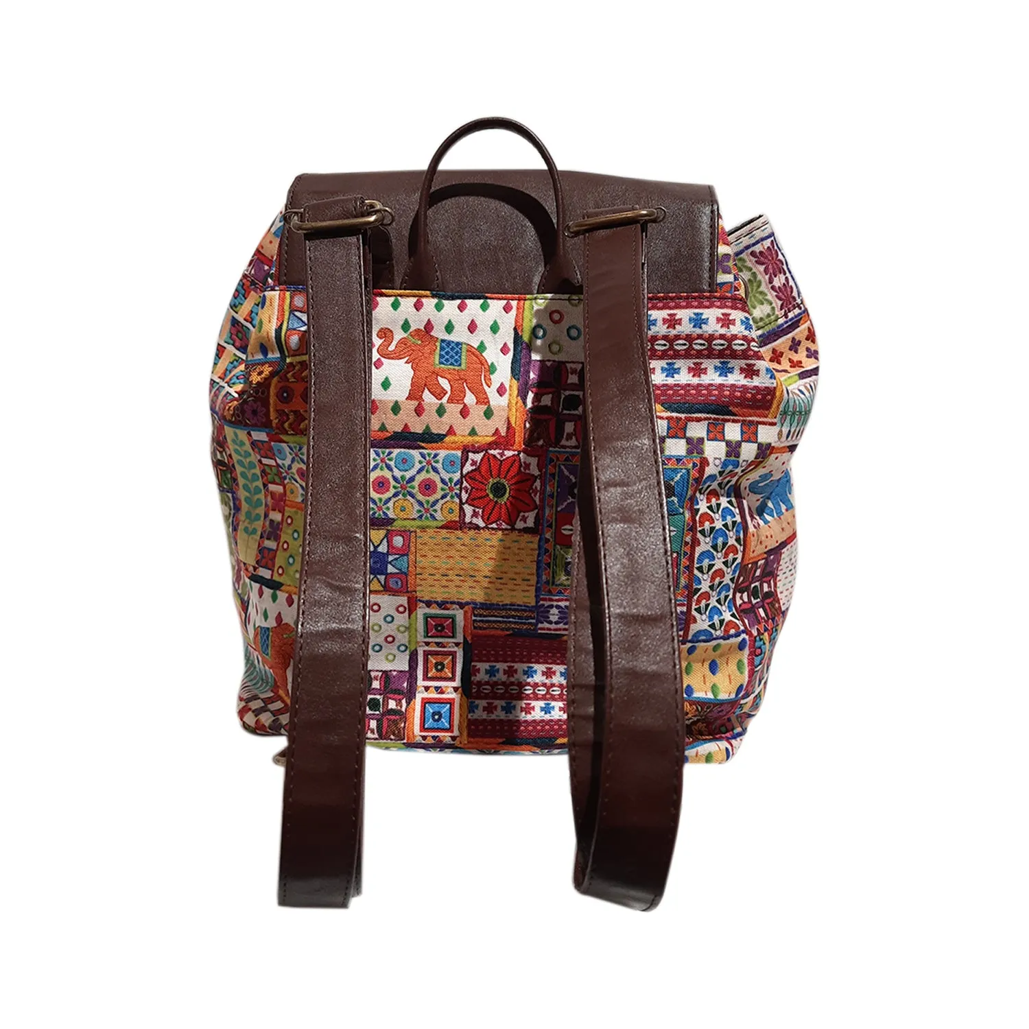 Sui Dhaaga Poly Canvas & PU Back Pack Bag