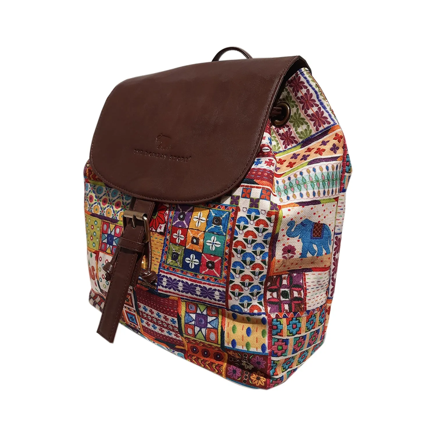 Sui Dhaaga Poly Canvas & PU Back Pack Bag