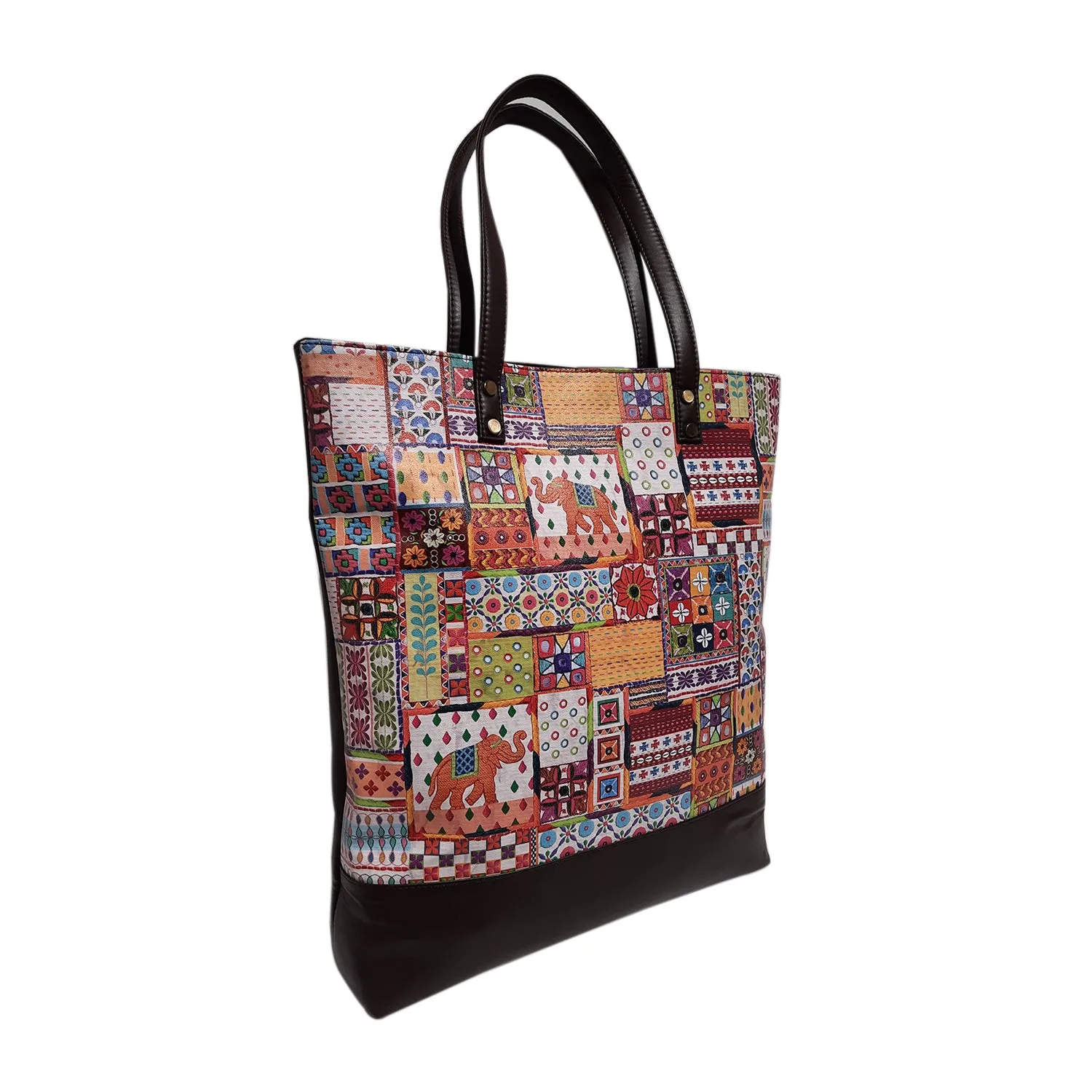 Sui Dhaaga PU Leather Tote Bag