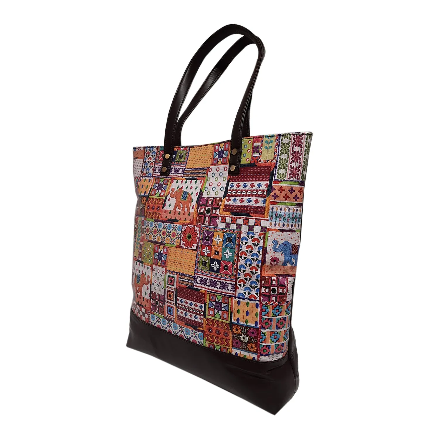 Sui Dhaaga PU Leather Tote Bag