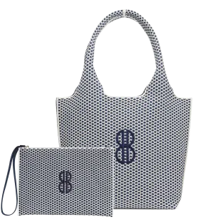 Sutton City Tote - Navy Diamond Monogram - Medium