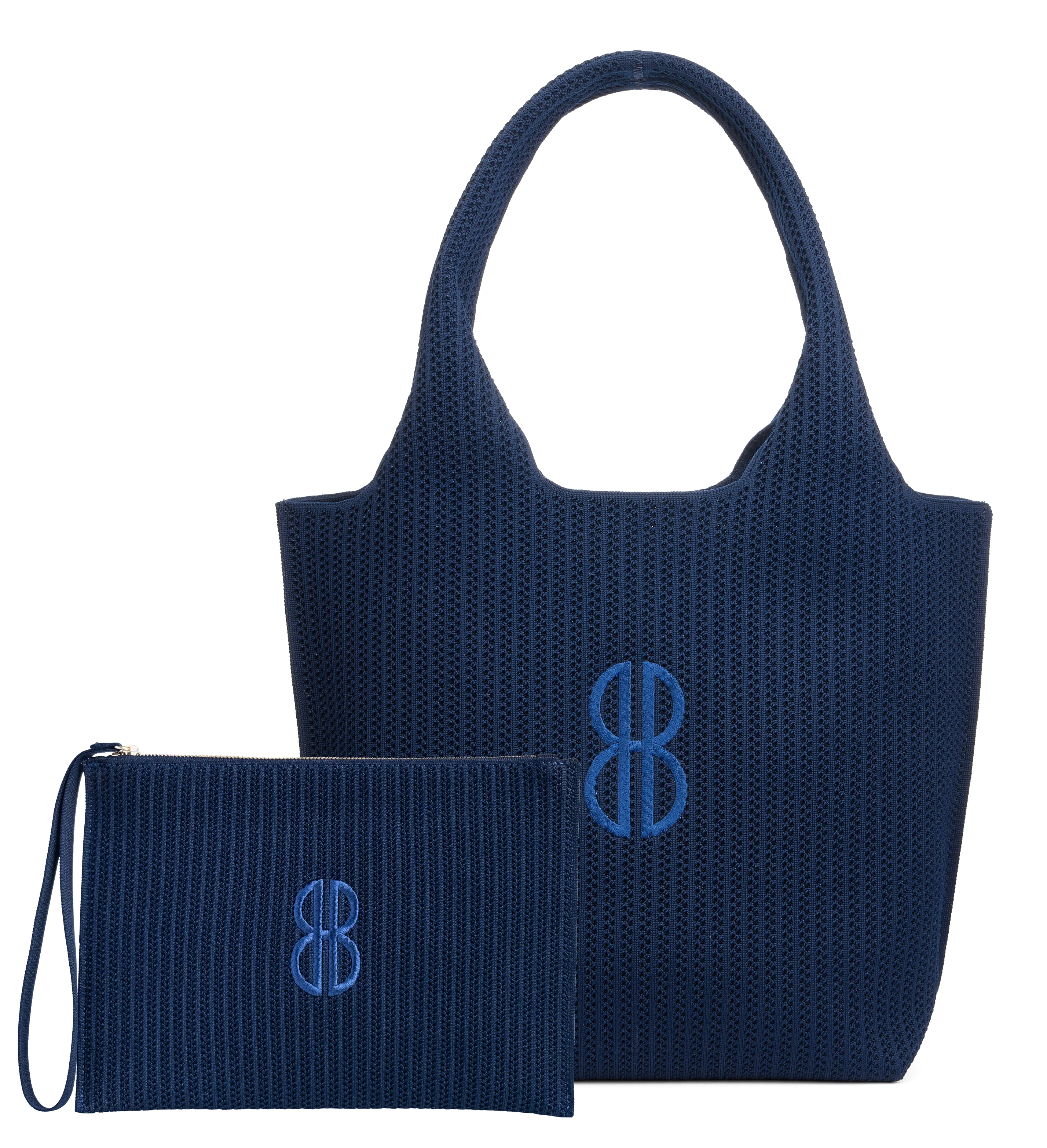 Sutton City Tote - Navy Stripe Monogram - Medium