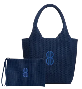 Sutton City Tote - Navy Stripe Monogram - Medium