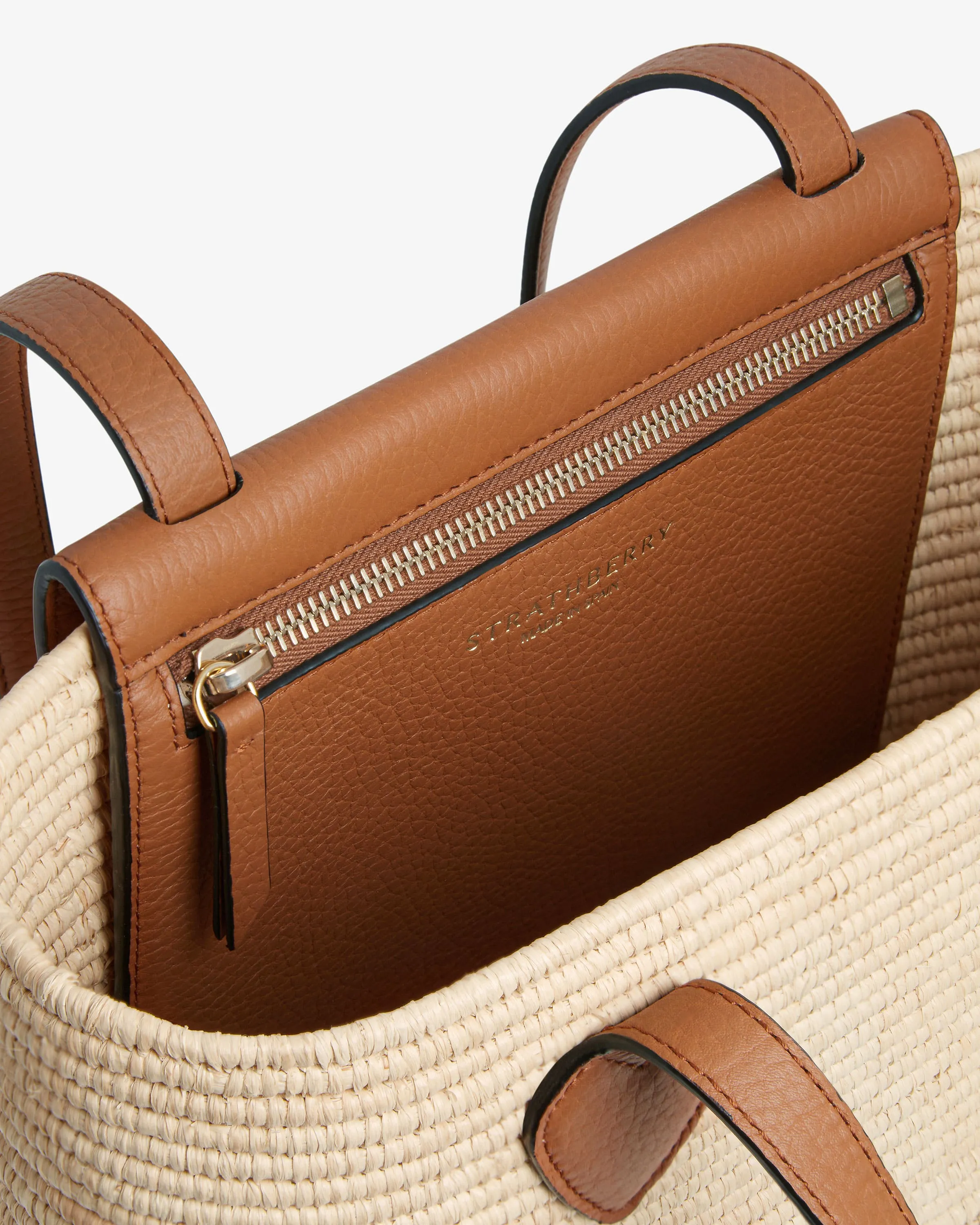 The Strathberry Basket (Small) - Raffia/Leather Tan