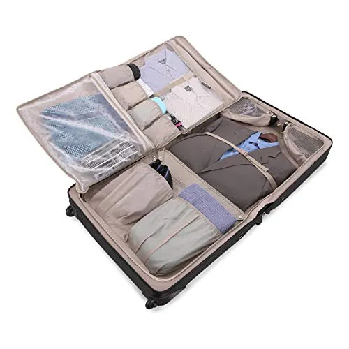 (USED) SWISSGEAR Full-Sized Effortless Folding Wheeled Garment Bag | Rolling Travel Luggage | Men's and Women's - Black