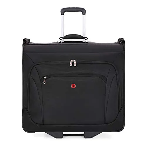 (USED) SWISSGEAR Full-Sized Effortless Folding Wheeled Garment Bag | Rolling Travel Luggage | Men's and Women's - Black