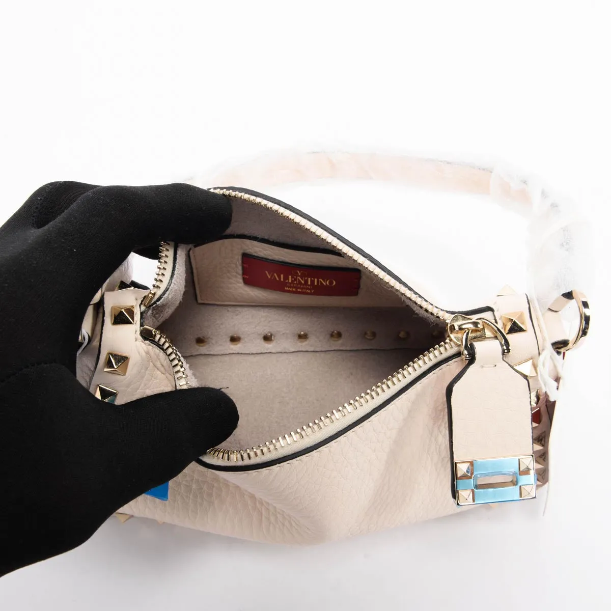 Valentino Light Ivory Grainy Calfskin Small Cross Body Bag