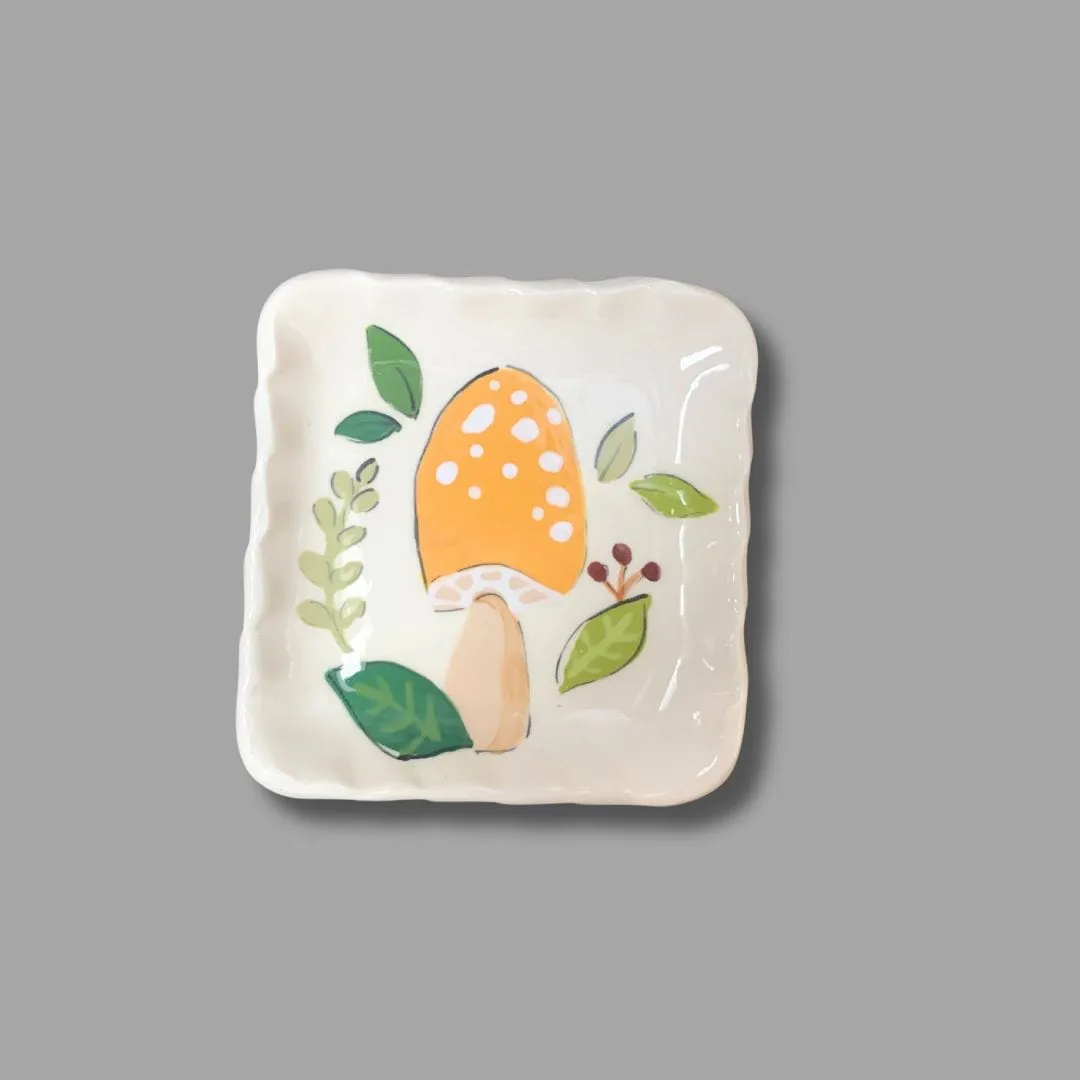 Yellow Mushroom Square Tray